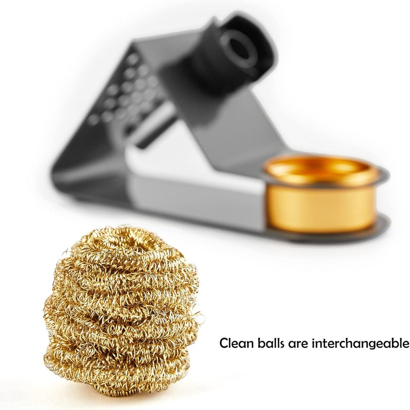 Noah Premium Soldering Iron Holder with Brass Coil Tip Cleaner, Soft Coiled Brass Tip Cleaner Kit, No Water Needed, Black - Image 3